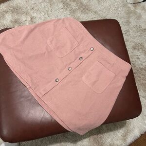 Pink Button-Front Skirt